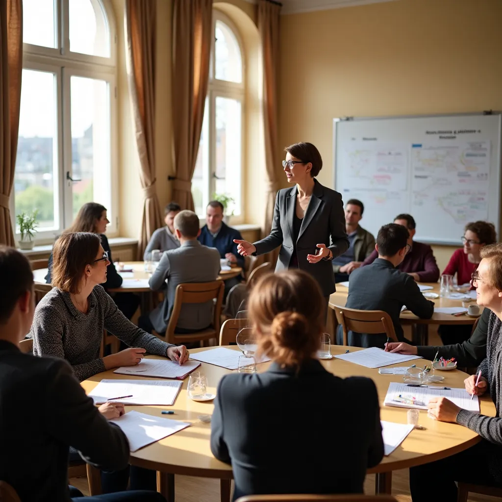 Účastníci workshopu se učí o finanční gramotnosti.